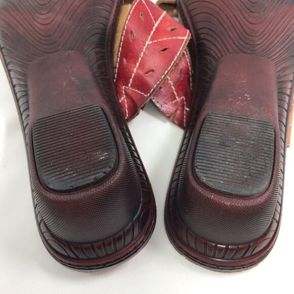 Spring Step AZALEA Red Brown Laser Cut Leaf Whimsical Wedge Heel Open Toe Sandal - Picture 14 of 15